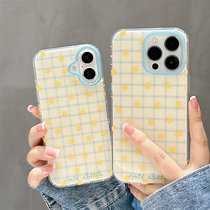 Phone Accessories To Sell - Yellow Star Checkered Pattern Phone Case