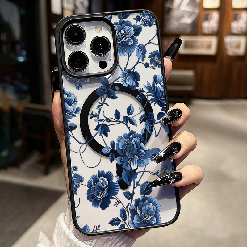 Luxury Vintage Blue Floral Mag - огляд і ціна Phone Accessories Magnetic