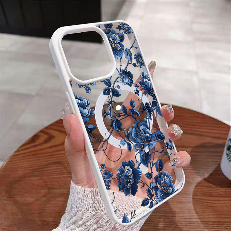Luxury Vintage Blue Floral Mag - огляд і ціна Phone Accessories Magnetic