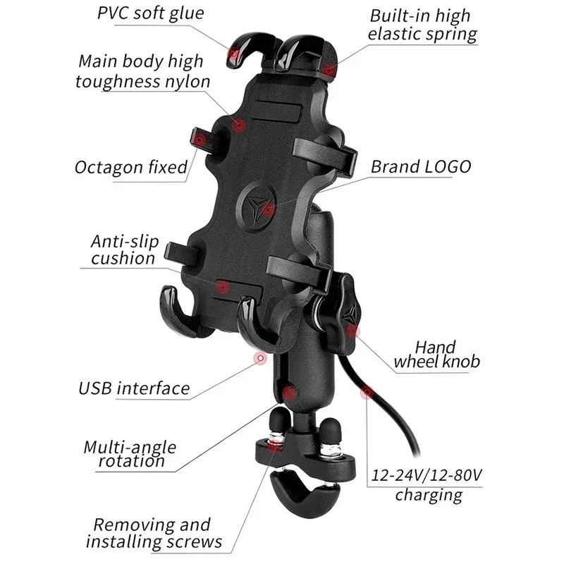 Motorcycle Phone Holder USB Ch - огляд і ціна Phone Accessories Charger