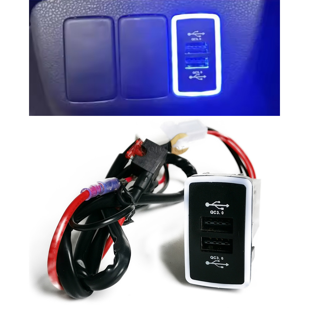 1PC Blue LED Car Charger Socke - огляд і ціна Phone Accessories Charger