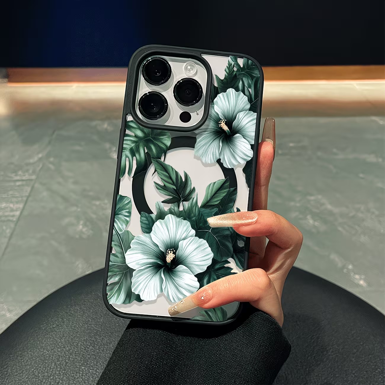 Green Floral Print Phone Case  - огляд і ціна Phone Accessories Magnetic