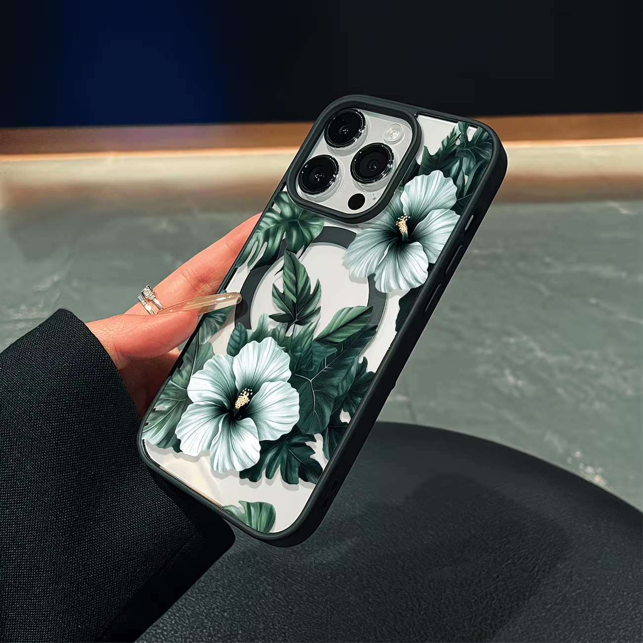 Green Floral Print Phone Case  - огляд і ціна Phone Accessories Magnetic