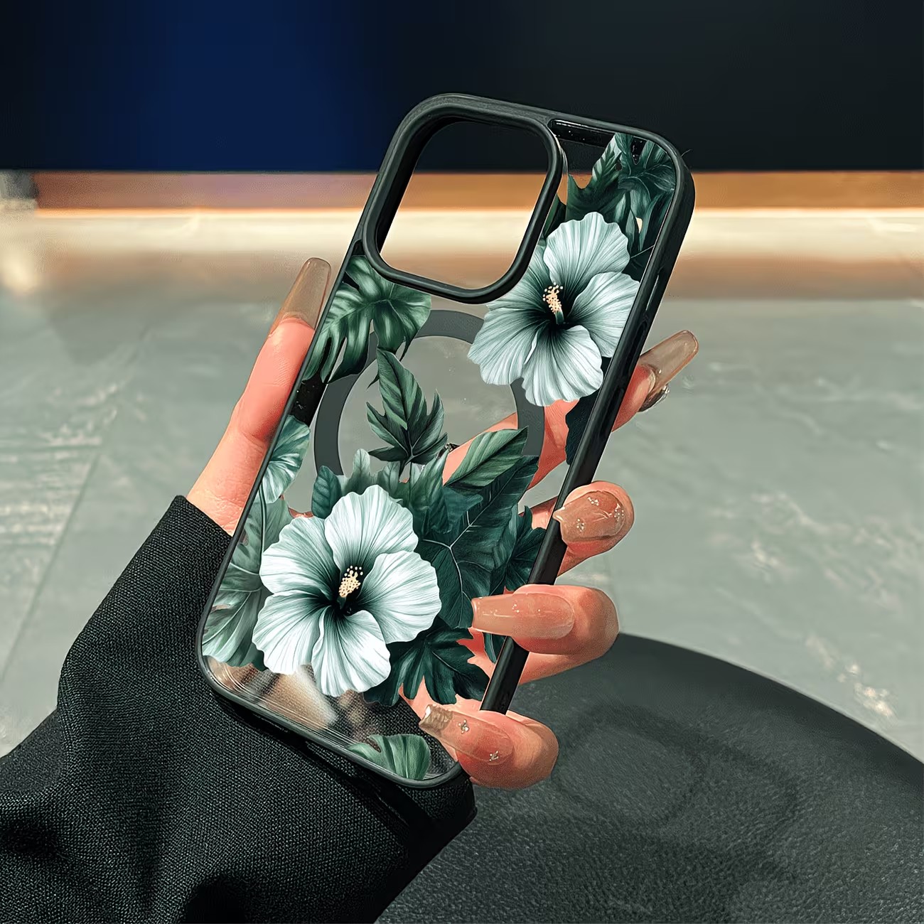 Green Floral Print Phone Case  - огляд і ціна Phone Accessories Magnetic